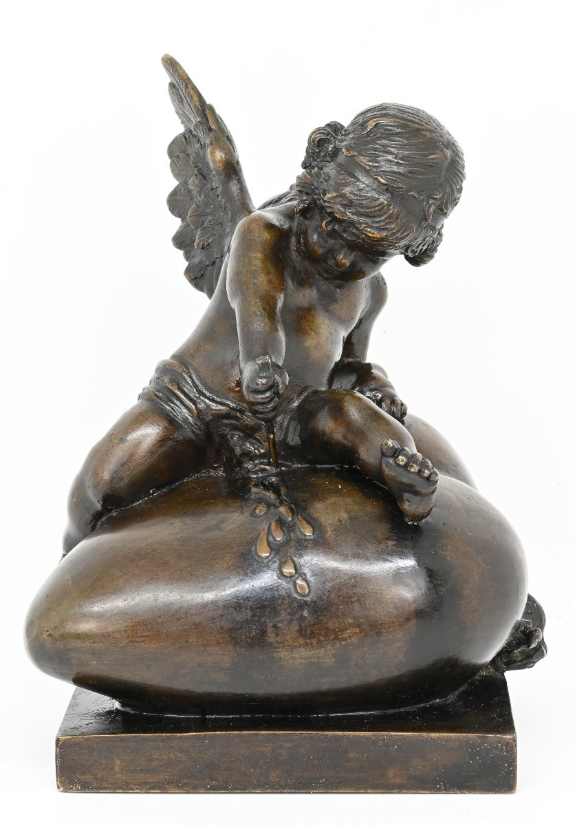 Antonio Pandiani - Putto su Cuore Trafitto - Italia Fine XIX Secolo-photo-3